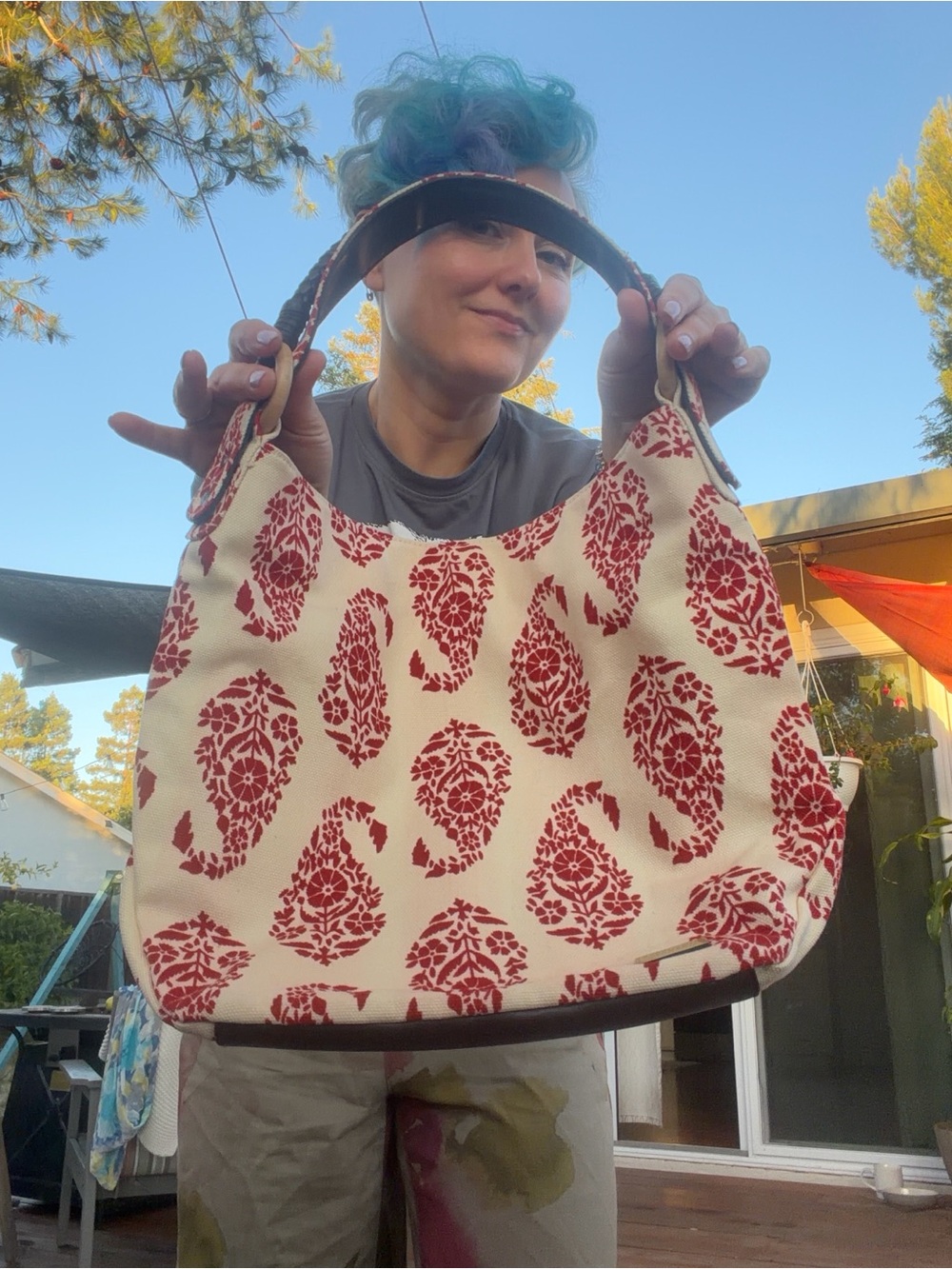 Stephanie Johnson Red Paisley Print Hobo Shoulder Bag | Boho Casual Tote